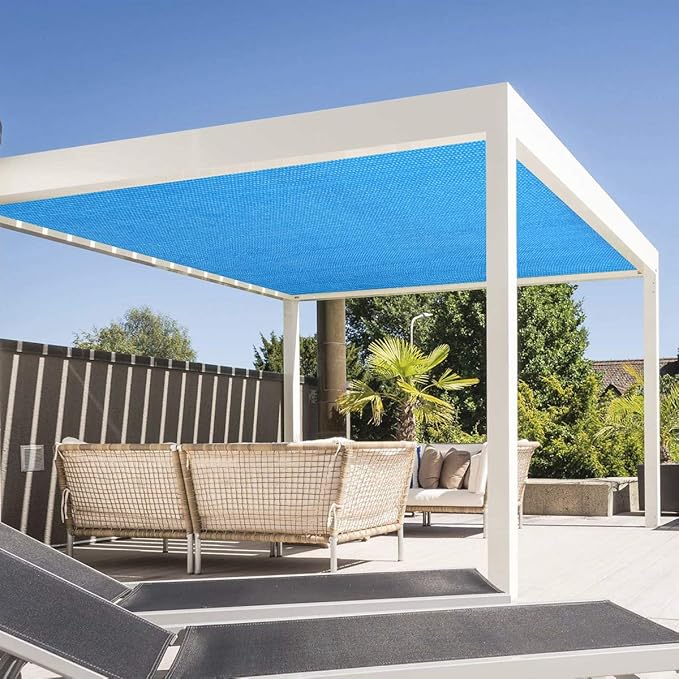 Eden's Decor Straight Flat-Edged Sun Shade Sail Rectangular 6' x 9' Blue UV-Blocking Outdoor Canopy Fabric Cloth Awning for Pergola Patio Garden Backyard Custom Size