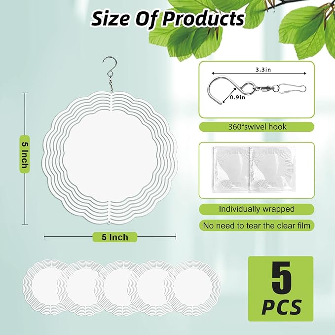 10 Pack Sublimation Wind Spinner Blanks 8 Inch,3D Wind Spinners Sublimation Blanks Products Bulk Aluminum Metal Sublimation Blank Wind Spinner for DIY Gift Indoor Outdoor Decoration