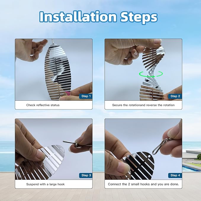 12Pcs Bird Scare Discs, Highly Reflective Double-Sided Bird Reflector, Extra Sparkly Wind Spinners Bird Devices to Scare Birds Like Woodpeckers, Pigeons, Ducks Away from Yard Patio Farm