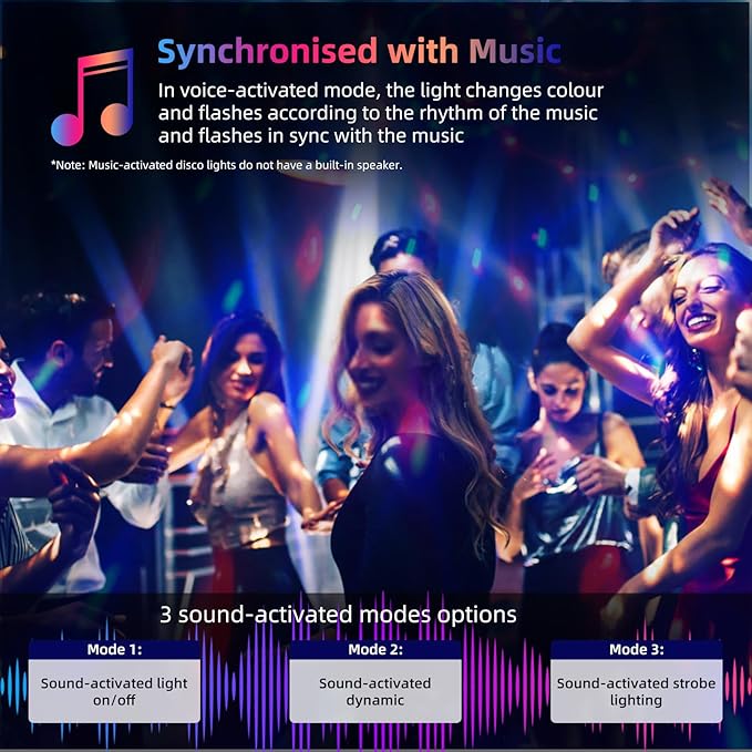 2-Pack DJ Disco Ball, Party Lights Sound Activated with Remote, Strobe Light for Home Room Dance Birthday Party Supplies, Stage Lamp for New Years Birthday Halloween Christmas Decorations