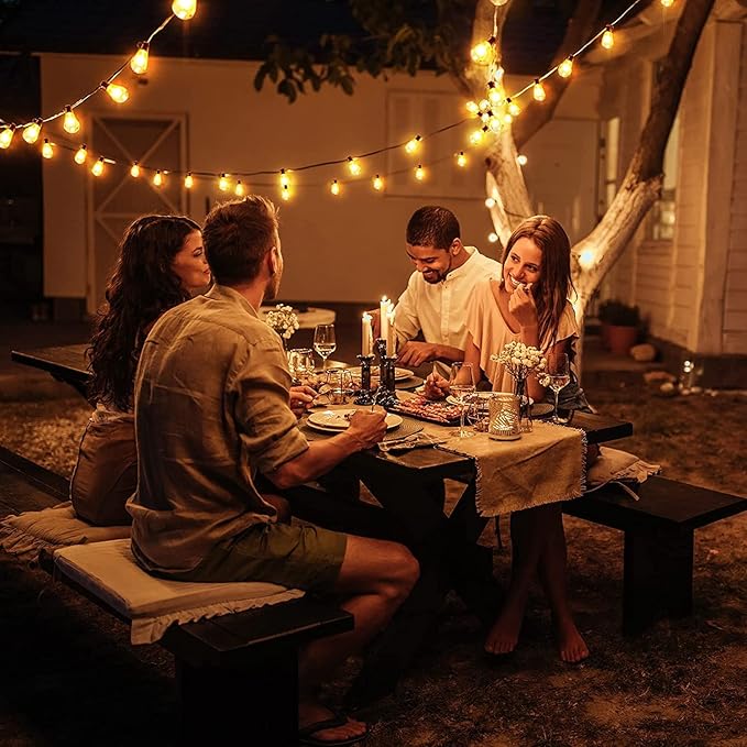 GLUROO 60FT LED Outdoor Patio Lights Waterproof with 30+2 Vintage Bulbs Shatterproof Energy Saving,2700K Hanging Edison String Lights Outside for Backyard,Bistro,Camping,Gazebo