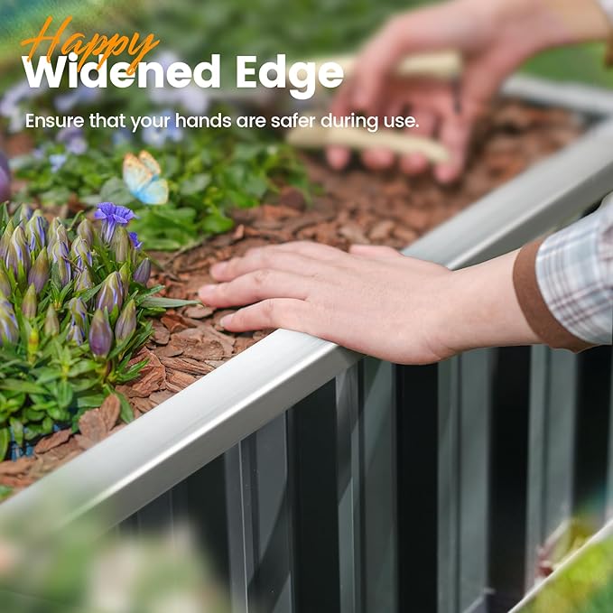 KING BIRD Raised Garden Bed 68" x 36" x 18" Heightened Galvanized Steel Metal Planter Box Outdoor for Deep-Rooted Vegetables, Flowers, Large Raised Bed Kit (Dark Grey)