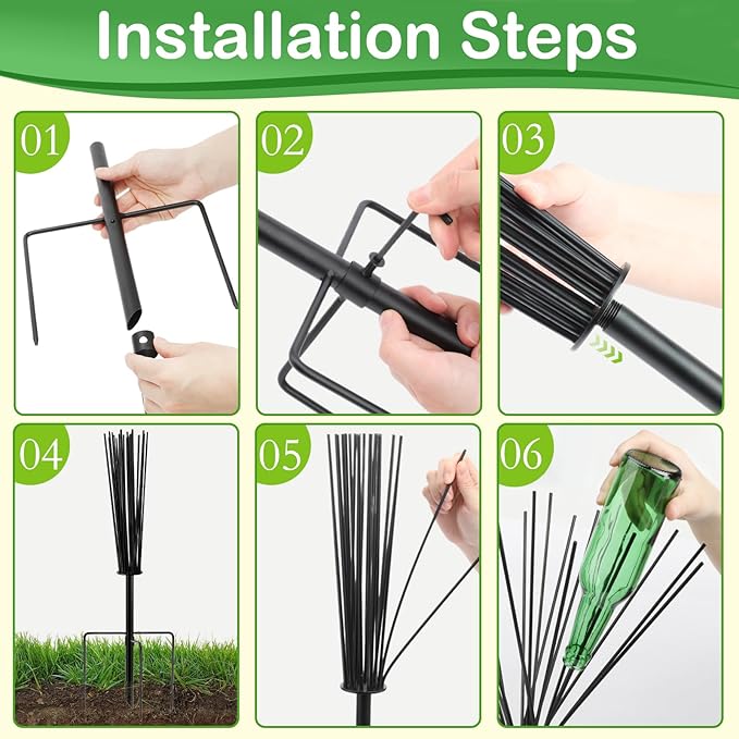 2 Pcs 24 Wine Bottle Tree Garden Outside 24 Inches Glass Bottle Tree Colorful Garden Decorative Bottle Holder Artificial Black Metal Bottle Trees for Lawn Yard Garden Outdoor Decor