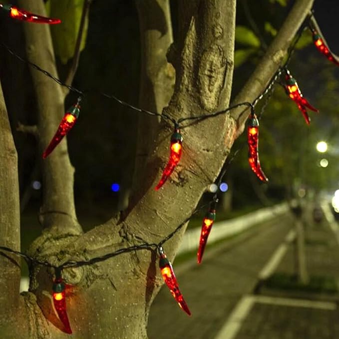 Solar Red Chili String Lights, 50 LED Chili Shape Fairy String Lights Solar Operated String Lights for Wedding, Chinese New Year,Spring Festival,Party Decoration,Christmas