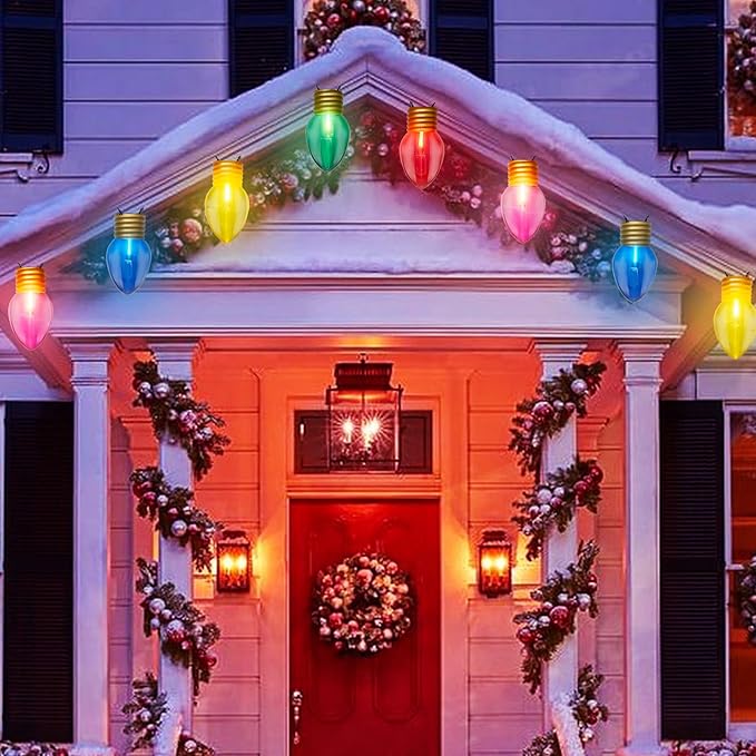 Jumbo Christmas Lights, 16Ft Outdoor Christmas Decorations String Lights with 10 5'' Large Multicolor Bulbs Xmas Hanging Light Waterproof UL Listed for Outdoor Patio Eave Holiday Yard Roofline Decor