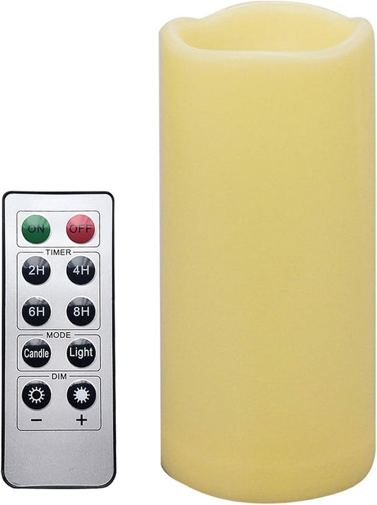 iZAN 1 PCS Outdoor Flameless LED Pillar Candle with Remote & Timer - Long Lasting Waterproof Flickering Battery Operated Electric Candle for Christmas Lantern Party Wedding Decoration 3"x7"