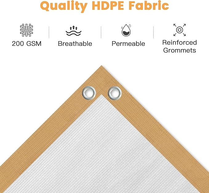 VICLLAX Shade Fabric Sun Shade Cloth with Every 2 FT Grommets for Patio Garden Pergola Cover Canopy 3x8 FT, Cream