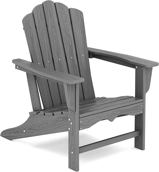 KINGYES HDPE Adirondack Chair, Classic Oversize Adirondack Chair, Grey