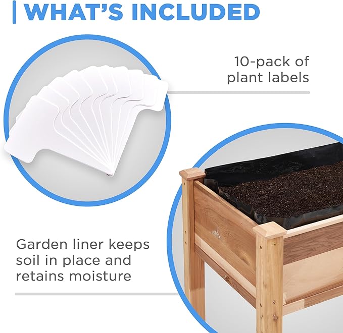 Jumbl, Cedar Raised Garden Bed, Elevated Wood Planter for Growing Fresh Herbs, Vegetables, Flowers, Succulents - 72x23x30”