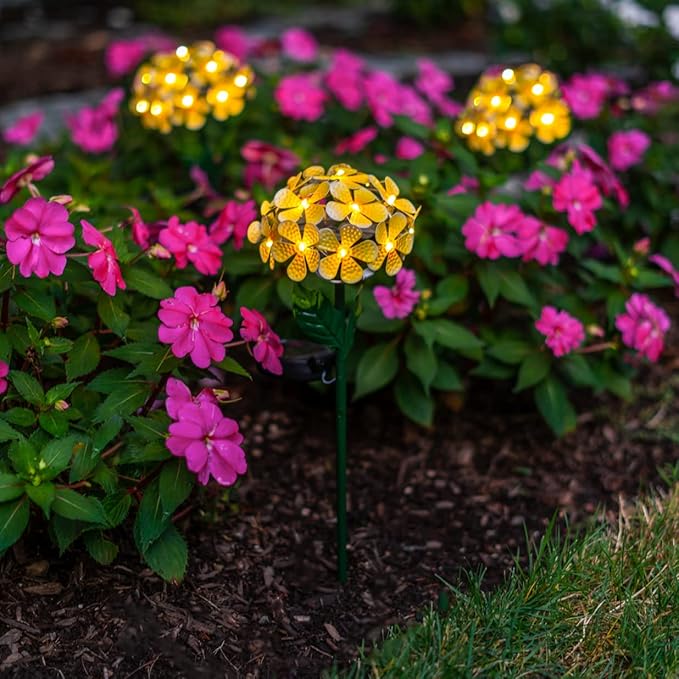 Solar LED Metal Flower Stake Light - Perfect for Your Garden, Patio, Walkway, or Outdoor Living Area - Includes 1 Flower Light