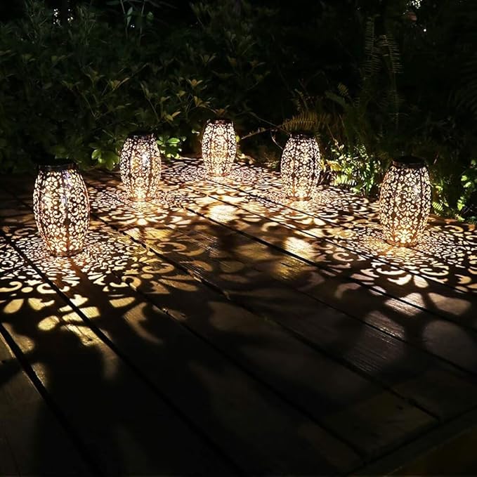 Kaixoxin Solar Lantern Lights for Hanging or Table Outdoor Solar Light for Patio Courtyard Garden (Silver-1)
