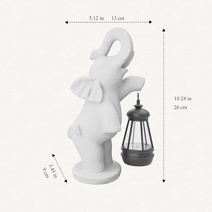 Solar Garden Statue 10 Inch Elephant Decor for Outside Yard Decoration Outdoor Unique Housewarming Gardening Birthday Gifts for Women Grandma