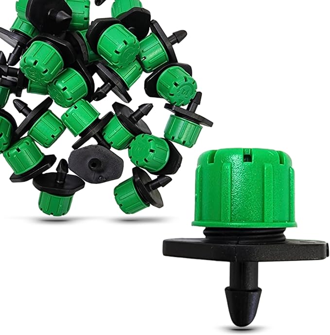 (25-Pack) - 1/4" Inch Universal Barbed Drip Emitter - Adjustable Flow 0-18.5 GPH Fit 1/4 (4-7mm) Drip Irrigation Tubing - Professional Grade (25 Pack Dripper Only)