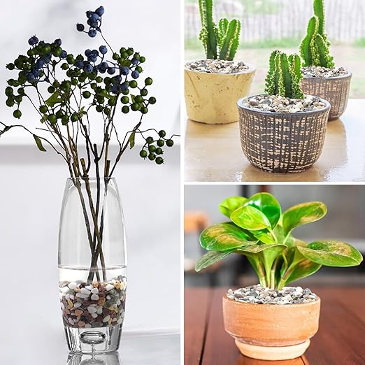 2lbs Mixed Color Pebbles for Plants, 3/8inch Small Rocks for Succulent Cactus Planters, Natural Polished Pebbles, River Rocks for Plants, Vases, Garden