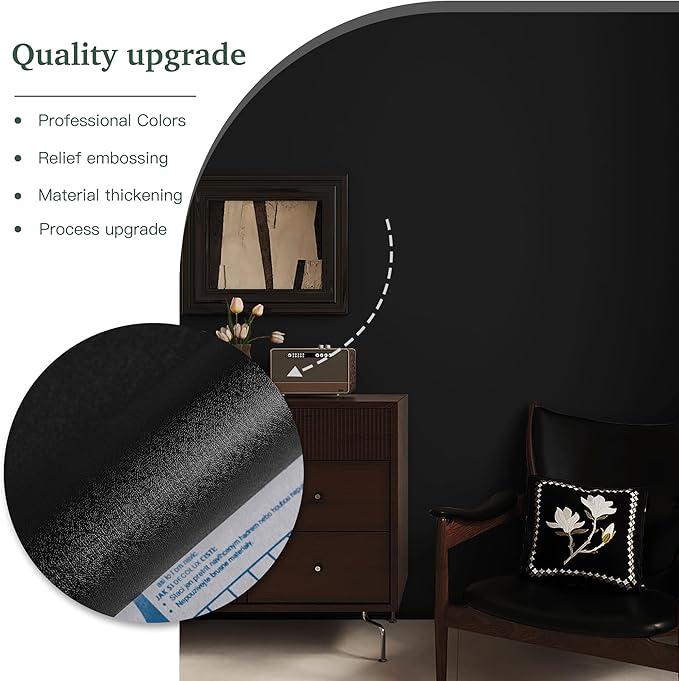 Dimoon 590''x17.7'' Black Peel and Stick Wallpaper Contact Paper Self Adhesive Wall Paper