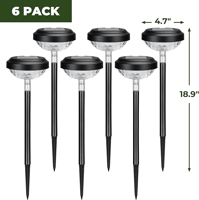 Kingsyard 6 Pack Solar Pathway Lights Outdoor Waterproof IP67, Bright Color Changing & Warm White LED Solar Lights for Outside Garden Yard Landscape Path Christmas Walkway Decor