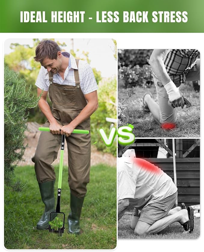 joyhalo Bulb Planter Tool Long Handle, 30in Serrated Base, 5 in 1 Lawn Tool, Sod Cutter, Grass Plugger Tool, Weeding, Transplanting, Garden Hole Digger for Plants, Flower Tulips Daffodils Lily