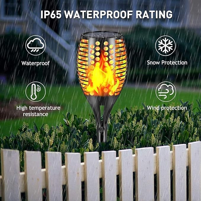 Solar Lights Outdoor, 43" Waterproof Flickering Flames Torch Lights, Solar Landscape Decoration Lighting Auto On/Off Pathway Lights for Garden Patio Yard Christmas, 2 Packs