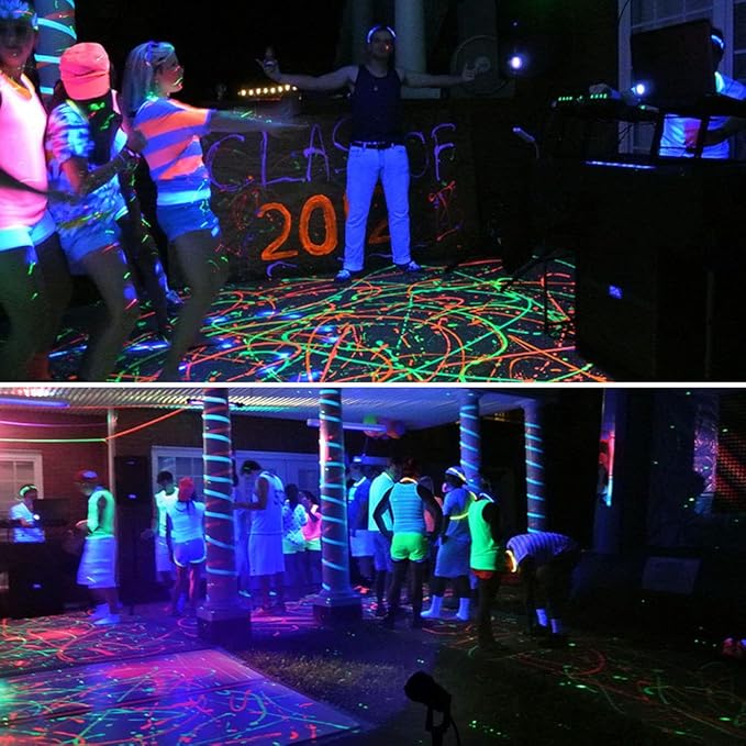 2 Pack HalloweenWaterproof UV LED Blacklight Landscape Lights, Outdoor Plug in Black Light Spotlight for Pathway Light Plug Spike Stand Garden, Yard, Lawn, Halloween, Party Decorative Lighting