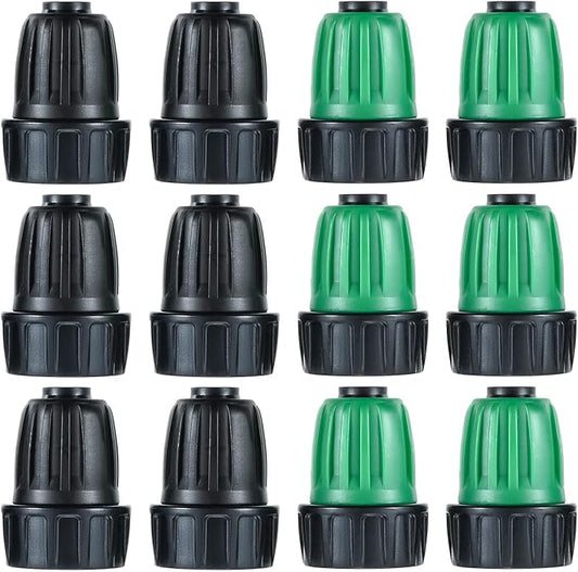 12 Pcs 1/2 Inch Drip Irrigation Tubing Faucet Garden Hose Adapter, 3/4" to 1/2" Drip Irrigation Tubing Hose Adapter, 3/4 Inch Faucet Connector Garden Hose Adapter Black and Green