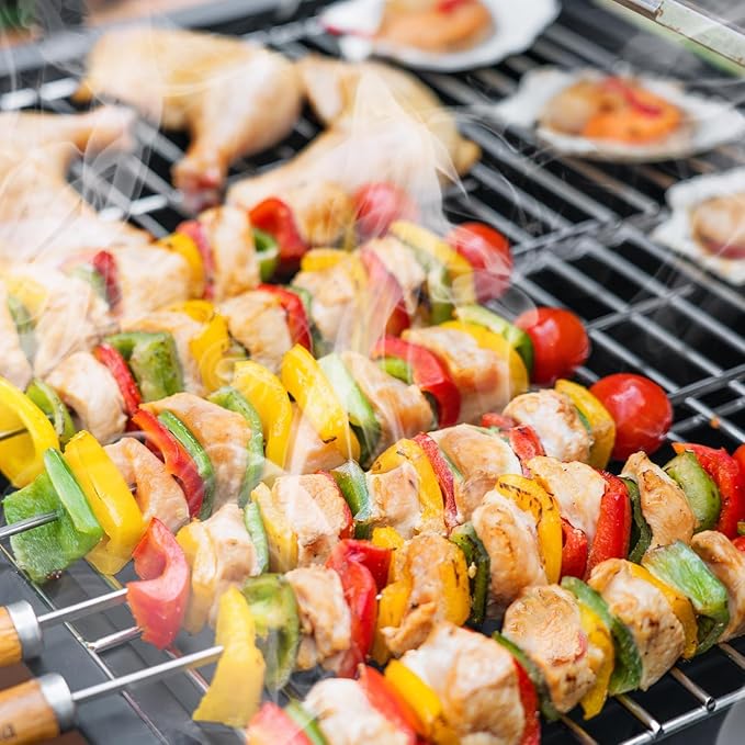 Kenadne Charcoal Grill Outdoor BBQ Grill, Extra Large Cooking Area 794 Square Inches with Two Individual & Adjustable Charcoal Tray, Foldable Side Tables for Outdoor Cooking grill Backyard