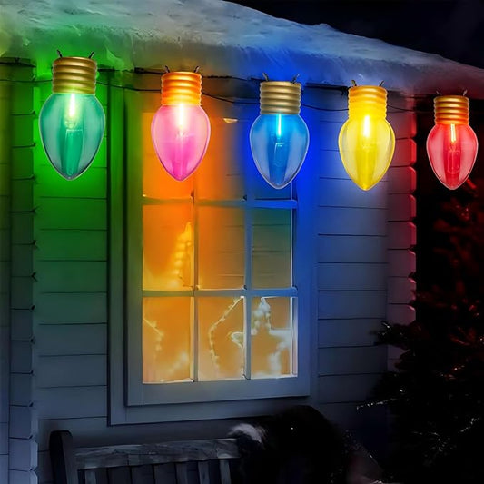 Jumbo Christmas Lights 16FT C9 Outdoor Christmas Decorations Hanging Lights with 10 5'' LED Giant C9 Multicolor Bulbs, Connectable Vintage Christmas Lights for Holiday Home Tree Roof Yard Garden Lawn