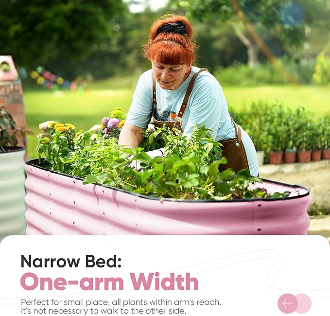 KING BIRD Raised Garden Bed 2.85 ft Tall 9 in 1 Galvanized Planter Garden Box Outdoor for Gardening, Deep Root Vegetables, Flowers 78.7X23.6X34.2 in, Pink