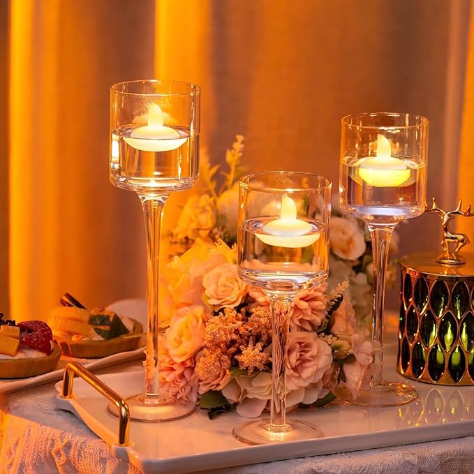 72 Pack Flameless Flickering Floating Tea Lights, Warm White Battery Operated Outdoor Waterproof Candles, LED Votive Tealight Candles Bulk for Wedding Centerpiece Vase Pond Halloween Decorations
