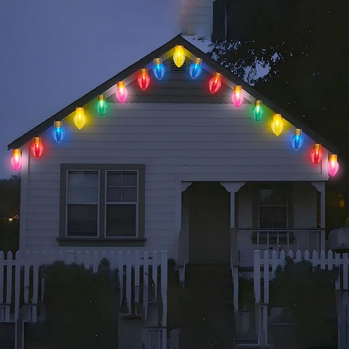 Jumbo Christmas Lights 16FT C9 Outdoor Christmas Decorations Hanging Lights with 10 5'' LED Giant C9 Multicolor Bulbs, Connectable Vintage Christmas Lights for Holiday Home Tree Roof Yard Garden Lawn