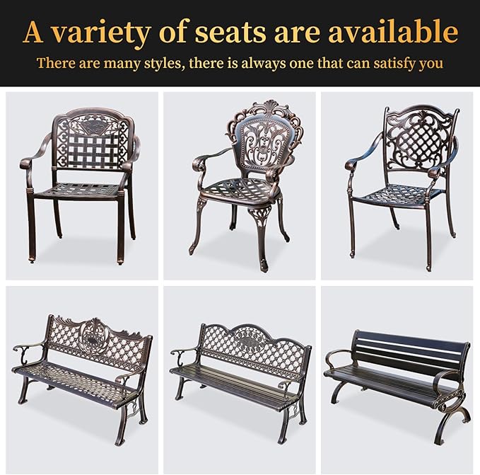 Outdoor Dining Chair Cast Aluminum Patio Chairs Set of 2 All-Weather Patio Dining Chair with Adjustable Feet for Backyard Garden (YLSB Chair)