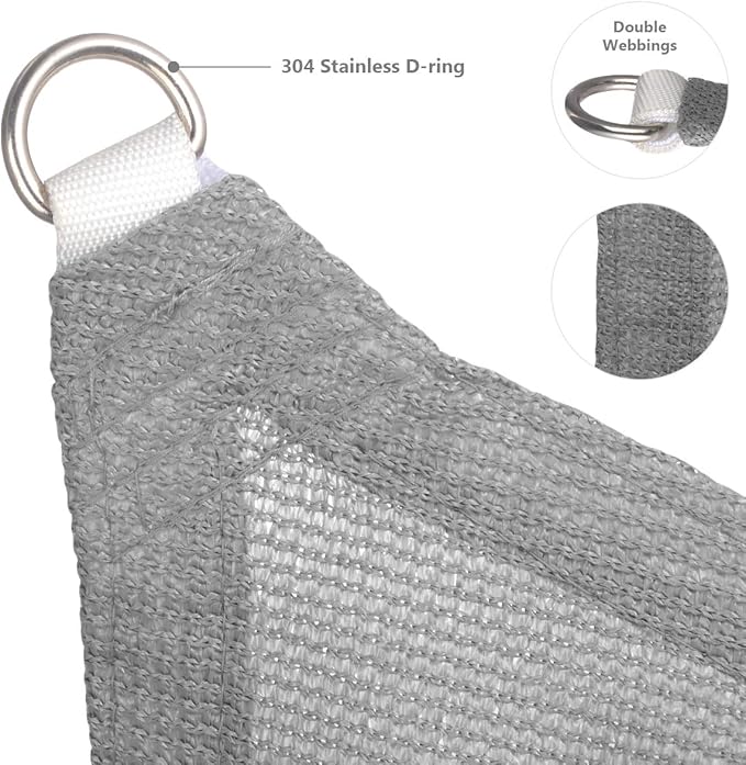 Eden's Decor Straight Flat-Edged Sun Shade Sail Rectangular 9' x 19' Grey UV-Blocking Outdoor Canopy Fabric Cloth Awning for Pergola Patio Garden Backyard Custom Size