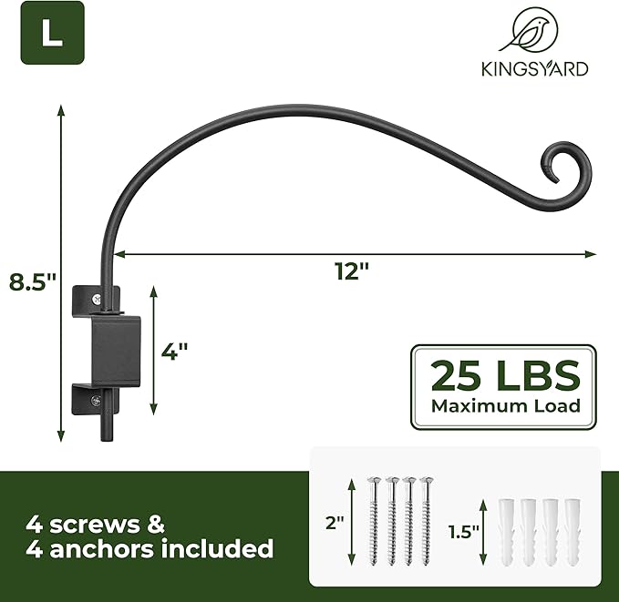 Kingsyard 2 Pack Swivel Plant Hangers Outdoor - 16 Inch Heavy Duty Wall Plant Hooks for Hanging Plant Baskets Bird Feeder Lanterns Wind Chimes