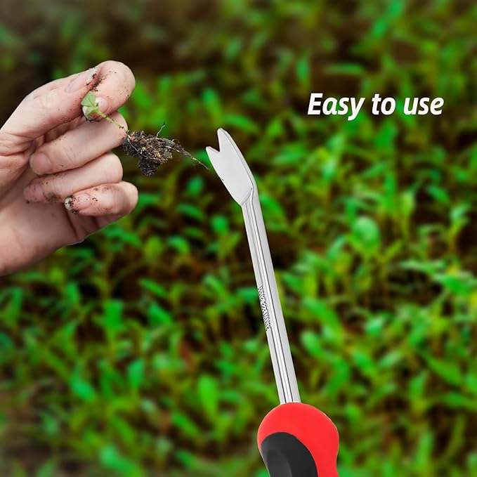 Garden Hook Weed Puller Tool Gardening Hand Cultivator Hand Tiller with Ergonomic Handle, Stainless Steel Weed Tool for Yard, Lawn & Garden
