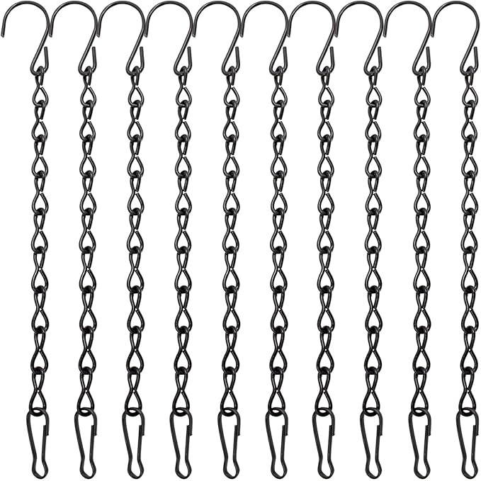 10 Pack 9.5 Inch Black Hanging Chains, Garden Plant Hangers for Hanging Bird Feeders, Billboards, Chalkboards, Basket, Planters, Lanterns, Wind Chimes and Decorative Ornaments Etc
