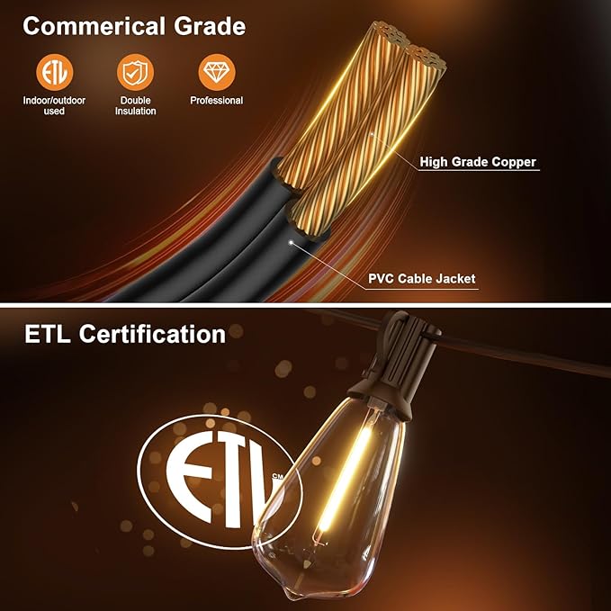 150FT Outdoor String Lights with Remote, Garden Patio Decor with 2500K Warm White, 75+3 LED Edison Bulbs, Support Timer Dimmable Waterproof Shatterproof for Yard Outside Porch Deck Backyard