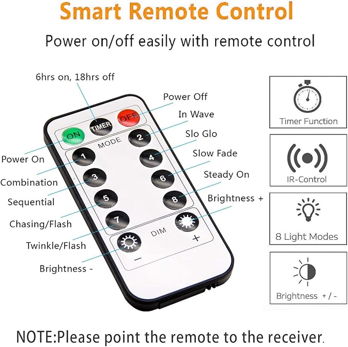 2 Pack Battery Operated String Lights with Remote Timer Waterproof 8 Modes 16.4ft 50 LED String Lights for Bedroom,Garden,Party,Xmas Tree Indoor Outdoor Decorations, Warm White