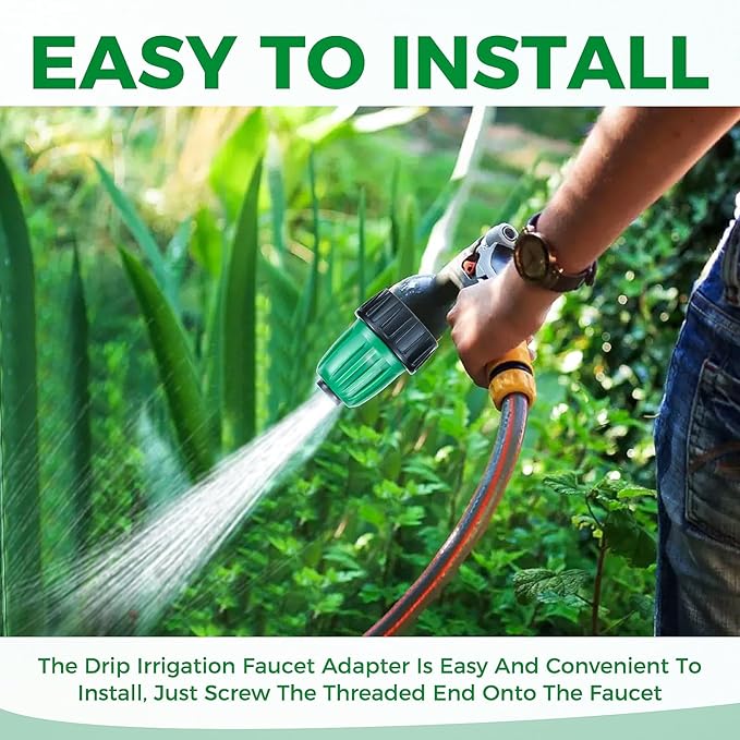 12 Pcs 1/2 Inch Drip Irrigation Tubing Faucet Garden Hose Adapter, 3/4" to 1/2" Drip Irrigation Tubing Hose Adapter, 3/4 Inch Faucet Connector Garden Hose Adapter Black and Green