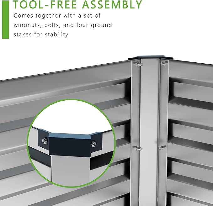 12x4x1FT Galvanized Raised Garden Bed Kit,Vegetable Boxes-Rectangle Metal Flower Box,Large Planter Raised Beds Outdoor Garden for Planting,Fruit,Herb-Sliver