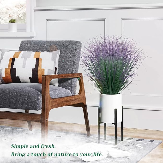 36Pcs Artificial Grass Plants, Faux Shrubs Wheat Grass, Artificial Tall Grass Fake Plants for Outdoor Decor,Artificial Greenery Stems Weed for Room Indoor Home Decor（Green Purple Tail）