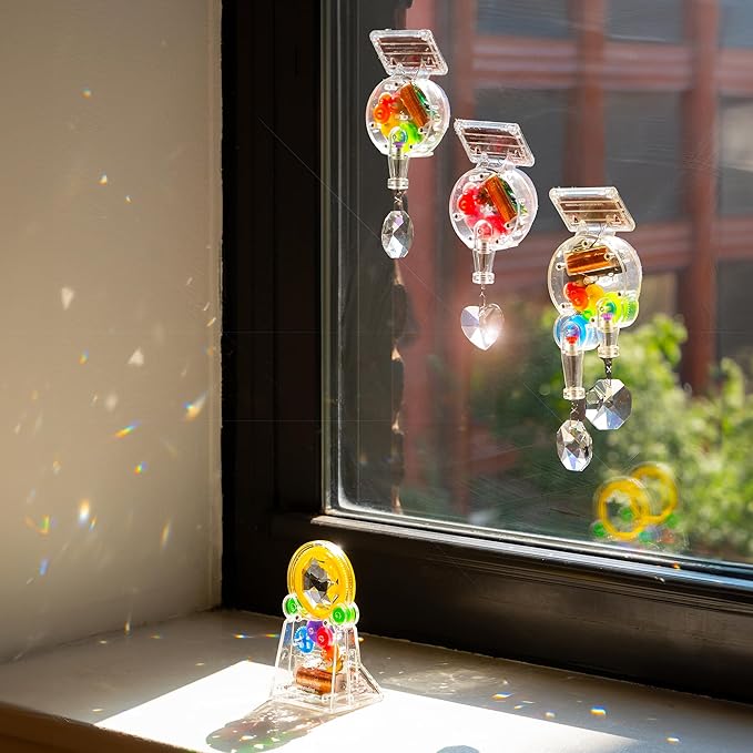 Kikkerland Solar Powered Rainbow Maker – Prism Suncatcher, Fun Home Window Decor – Unique Gift for Christmas & Birthdays – Double Crystal