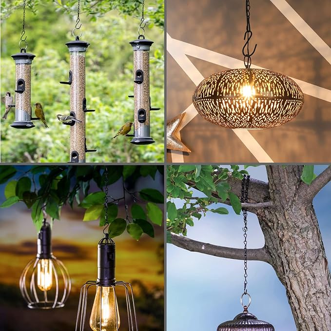 15 Pack 25" BLK Storagehook Black Hanging Chains with Hooks for Hanging Bird Feeders Planters Baskets Billboards Lanterns Wind Chimes Ornaments