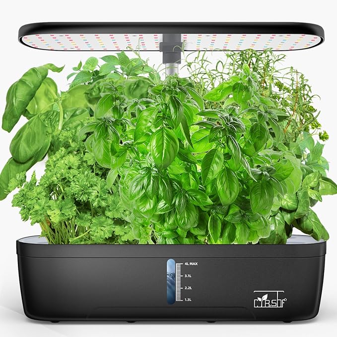 Indoor Garden Hydroponics Growing System 12 Pods, Indoor Herb Garden with LED Grow Light, Adjustable Height Up to 10.8inch, Hydroponics for Family