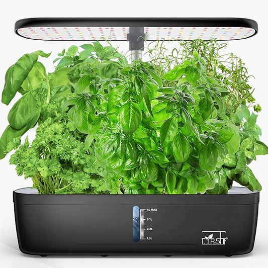 Indoor Garden Hydroponics Growing System 12 Pods, Indoor Herb Garden with LED Grow Light, Adjustable Height Up to 10.8inch, Hydroponics for Family