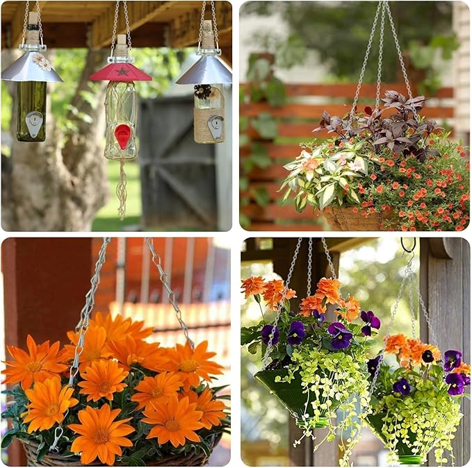 10 Pack 25" SIL Storagehook Silver Hanging Chains with S Hooks for Hanging Bird Feeders Planters Baskets Billboards Lanterns Wind Chimes Ornaments