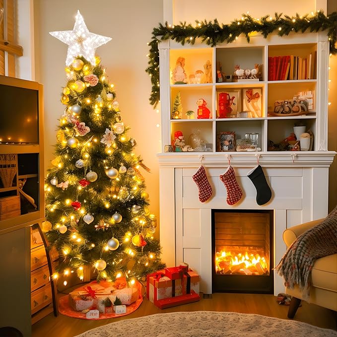 JMEXSUSS 400 LED String Lights Indoor, 132ft Warm White Christmas Lights Outdoor Plug in, 8 Modes Waterproof Twinkle Lights for Outside Holiday Wedding Party Decorations