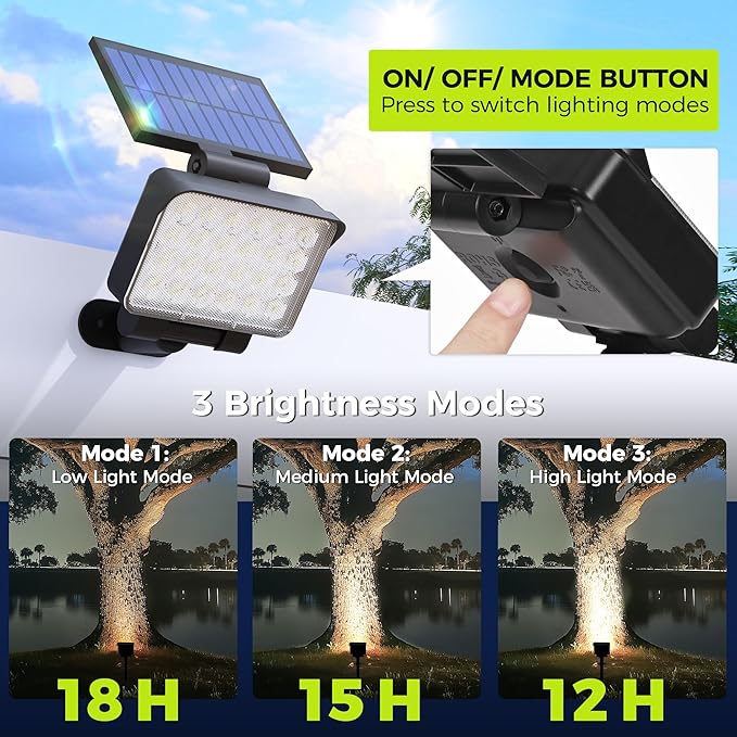Solar Spot Lights Outdoor Waterproof for Flag, Tree, House, Garden, Yard, Landscape Spotlights for Accent Uplighting Halloween Christmas Decorations-4 Pack