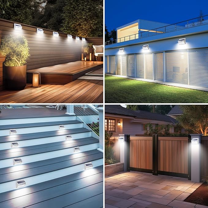 [12 Packs] Solar Outdoor Lights Motion Sensor Solar Security Lights Waterproof with 3 Lighting Modes Solar Powered Wall Lights Outside for Garden Fence Yard,White