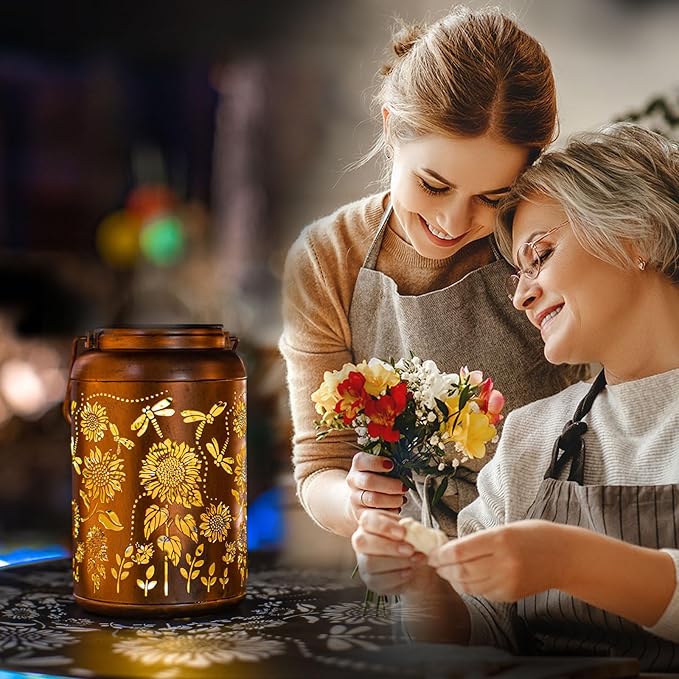 2pack Solar Lanterns Lights Outdoor Hanging Lantern Waterproof Metal LED Dragonfly Christmas Decor Gifts for Women Mom Grandma Solar Light for Garden,Yard,Patio, Lawn,Pathway,Landscape