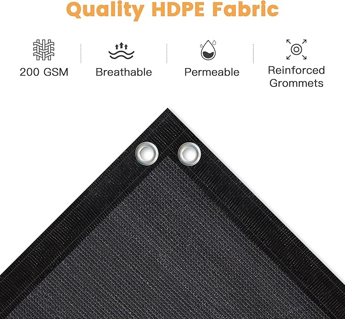 VICLLAX Shade Fabric Sun Shade Cloth Privacy Screen with Grommets for Patio Garden Pergola Cover Canopy Carport 12x20 FT, Graphite