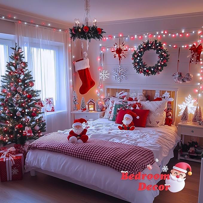 JMEXSUSS 500 LED Red and White Christmas Lights, 173ft 8 Modes Christmas String Lights Outdoor Waterproof Plug in Christmas Tree Lights for House Xmas Tree Party Holiday Decor